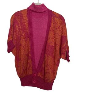 NWOT Vintage Christian Dior Vibrant Knit Twinset | Turtleneck & Cardigan | M